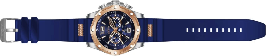 I-Force Axis watch flat lay showing full blue silicone strap and rose gold case 