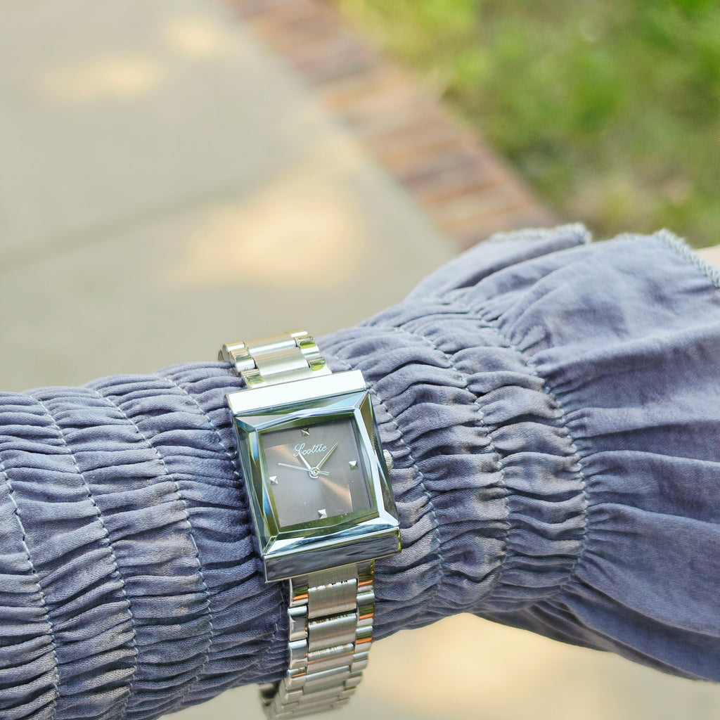 Women's Stainless Steel Square Watch - Link Bracelet - 4 Colors - Crystal Dial