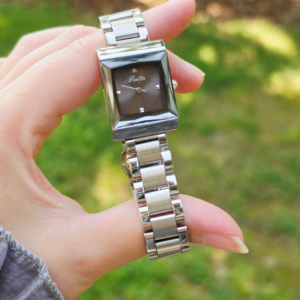 Women's Stainless Steel Square Watch - Link Bracelet - 4 Colors - Crystal Dial