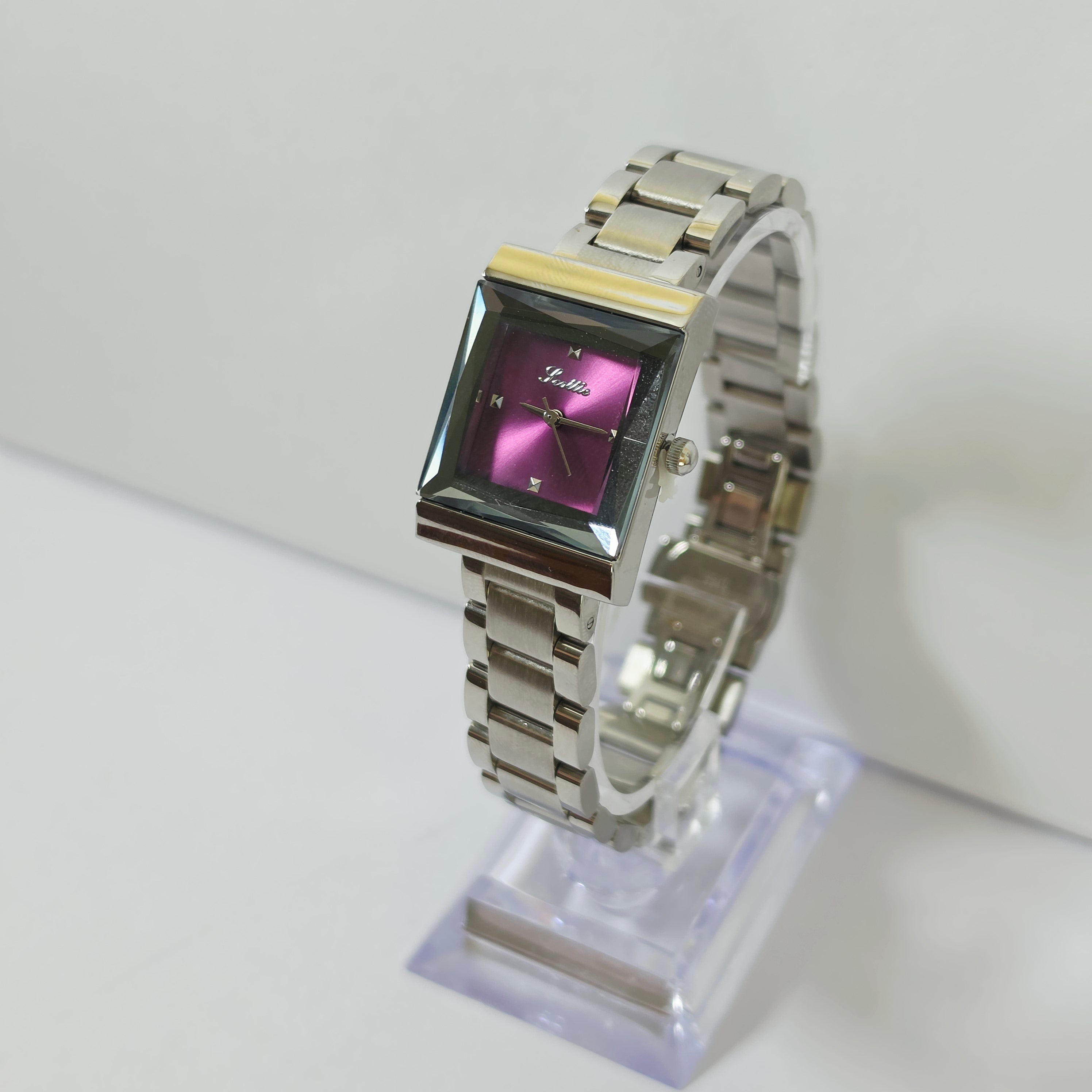 Women's Stainless Steel Square Watch - Link Bracelet - 4 Colors - Crystal Dial