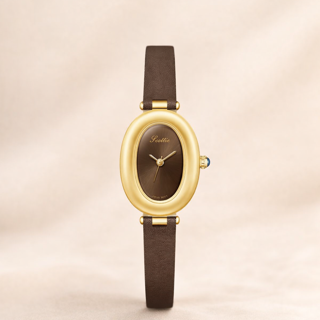 women’s brown leather watch

brown and gold women’s watch

minimalist women’s watch

oval women’s watch

women’s fashion watch