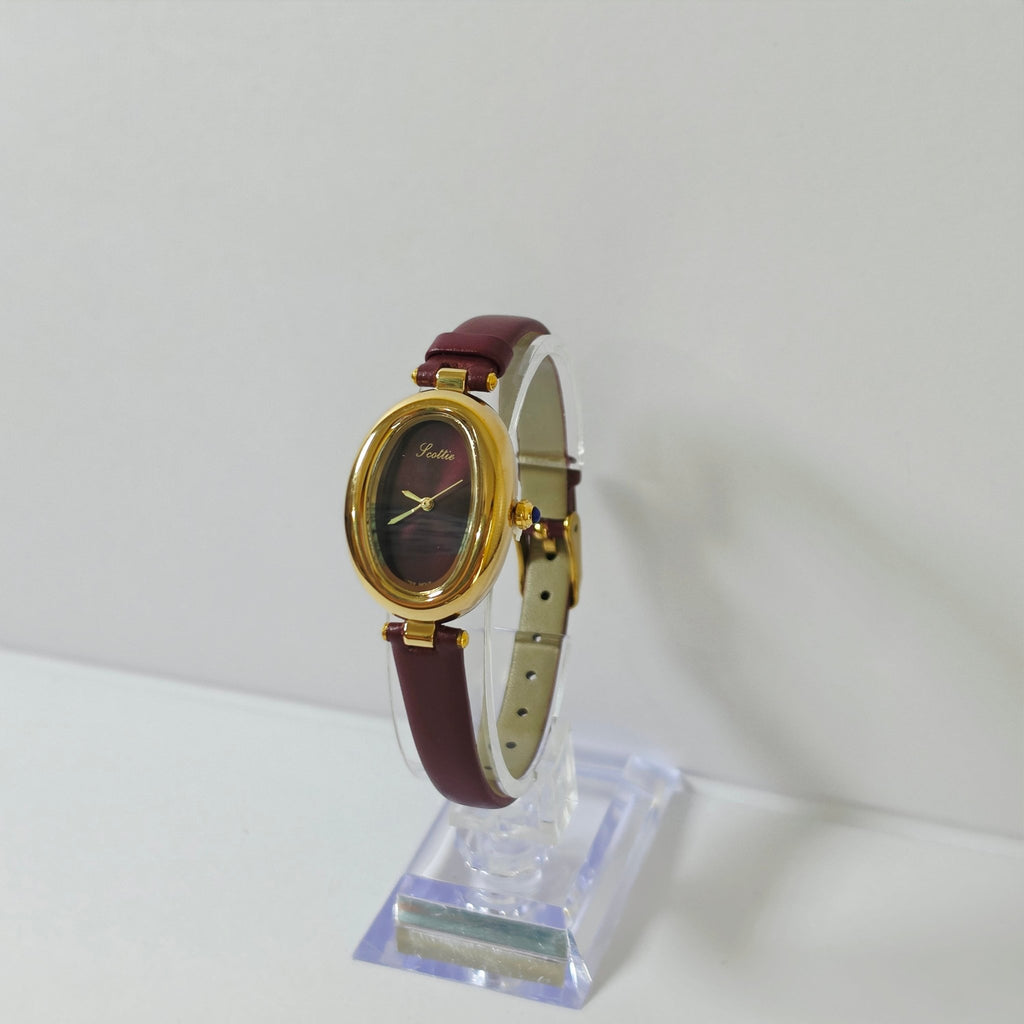 Women's Small Gold Oval Watch Dual Leather Strap Minimalist Jewelry Watch - GOLDASEEL