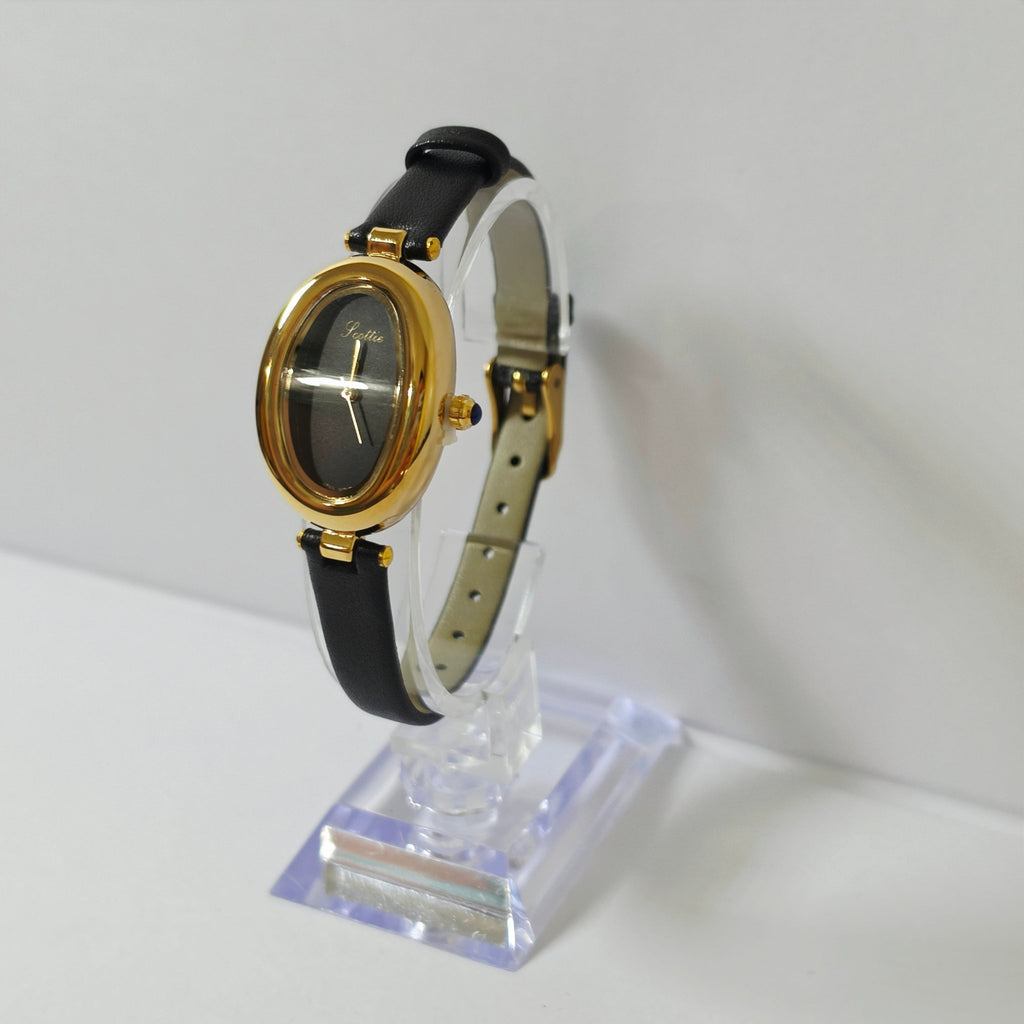 Women's Small Gold Oval Watch Dual Leather Strap Minimalist Jewelry Watch - GOLDASEEL