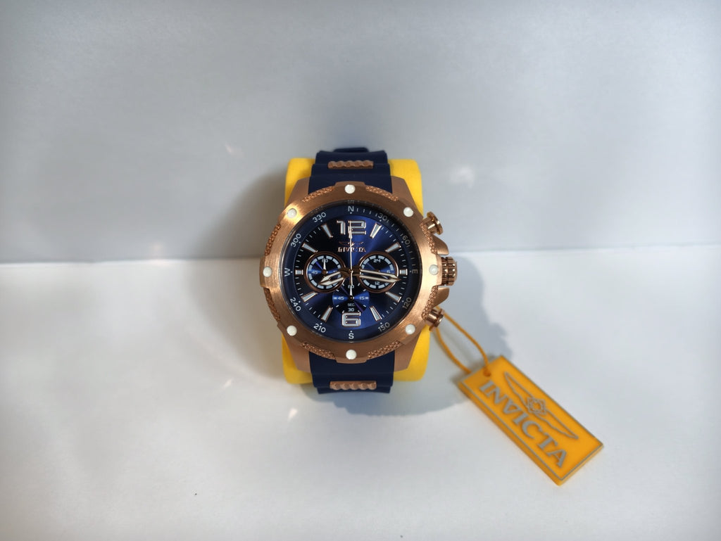 Men's I-Force Gold Blue Chronograph Diver Watch Stainless Steel Sport - GOLDASEEL