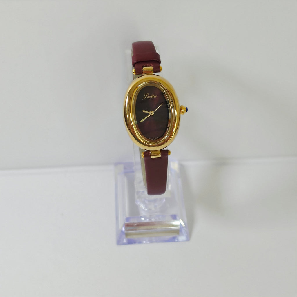 Women's Small Gold Oval Watch Dual Leather Strap Minimalist Jewelry Watch - GOLDASEEL