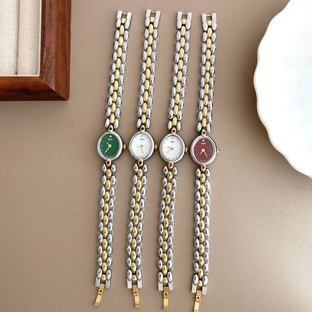Two-Tone Gold Silver Gemstone Bracelet Watch Women's - GOLDASEEL