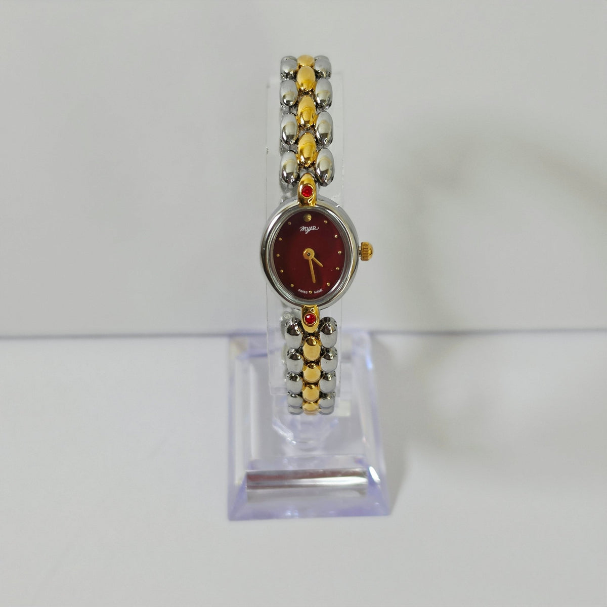Two-Tone Gold Silver Gemstone Bracelet Watch Women's - GOLDASEEL