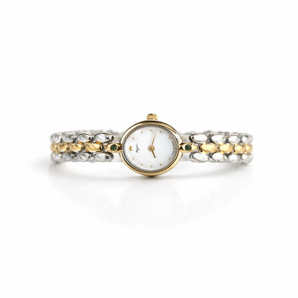 Two-Tone Gold Silver Gemstone Bracelet Watch Women's - GOLDASEEL