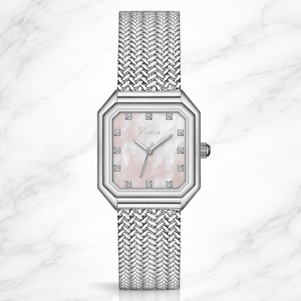 Women's Silver Mesh Square Minimalist Watch - GOLDASEEL