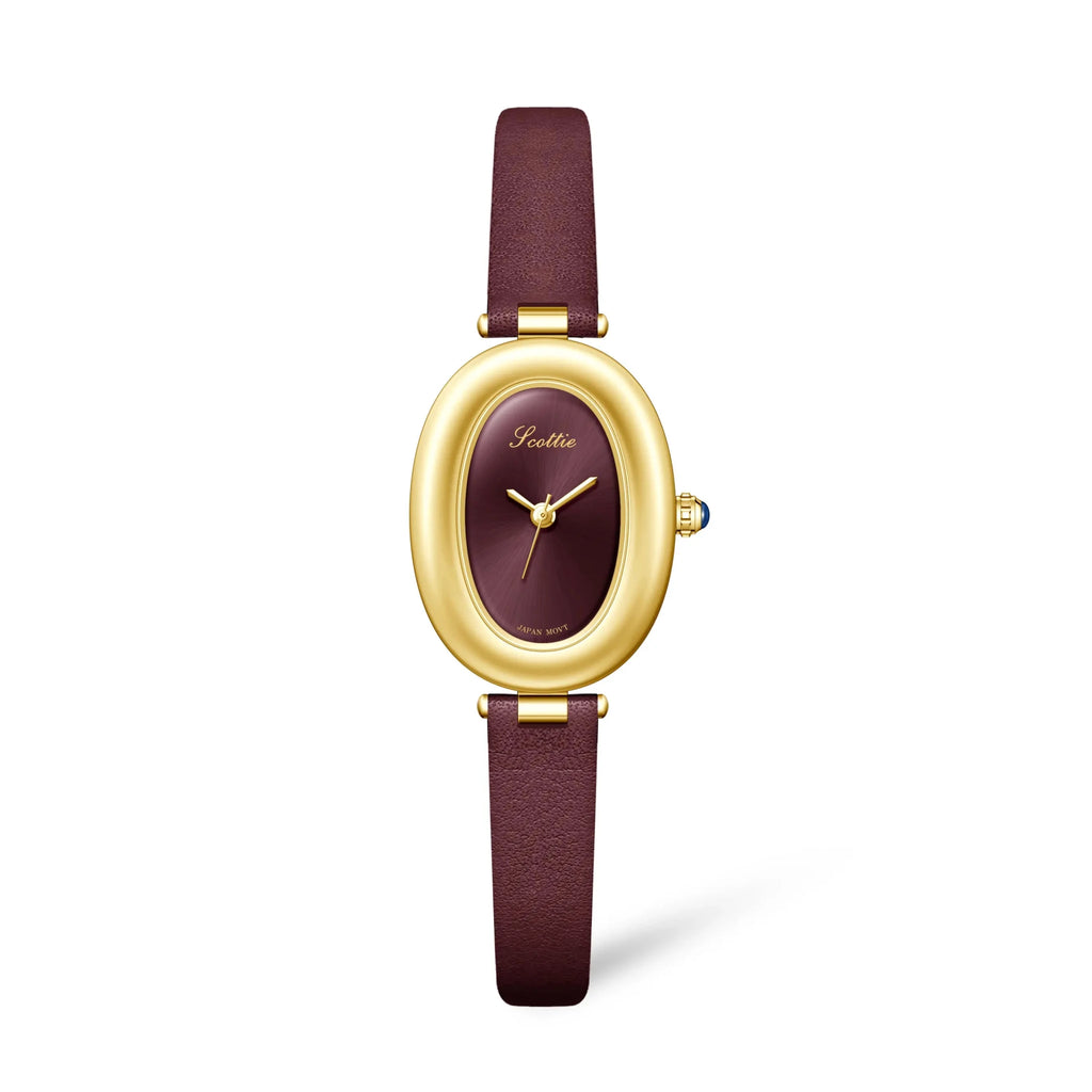 Women's Small Gold Oval Watch Dual Leather Strap Minimalist Jewelry Watch - GOLDASEEL