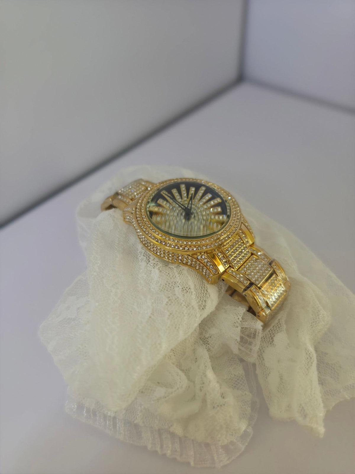Luxury Women's Watch with Iced Sunburst Dial in Gold & Silver - GOLDASEEL