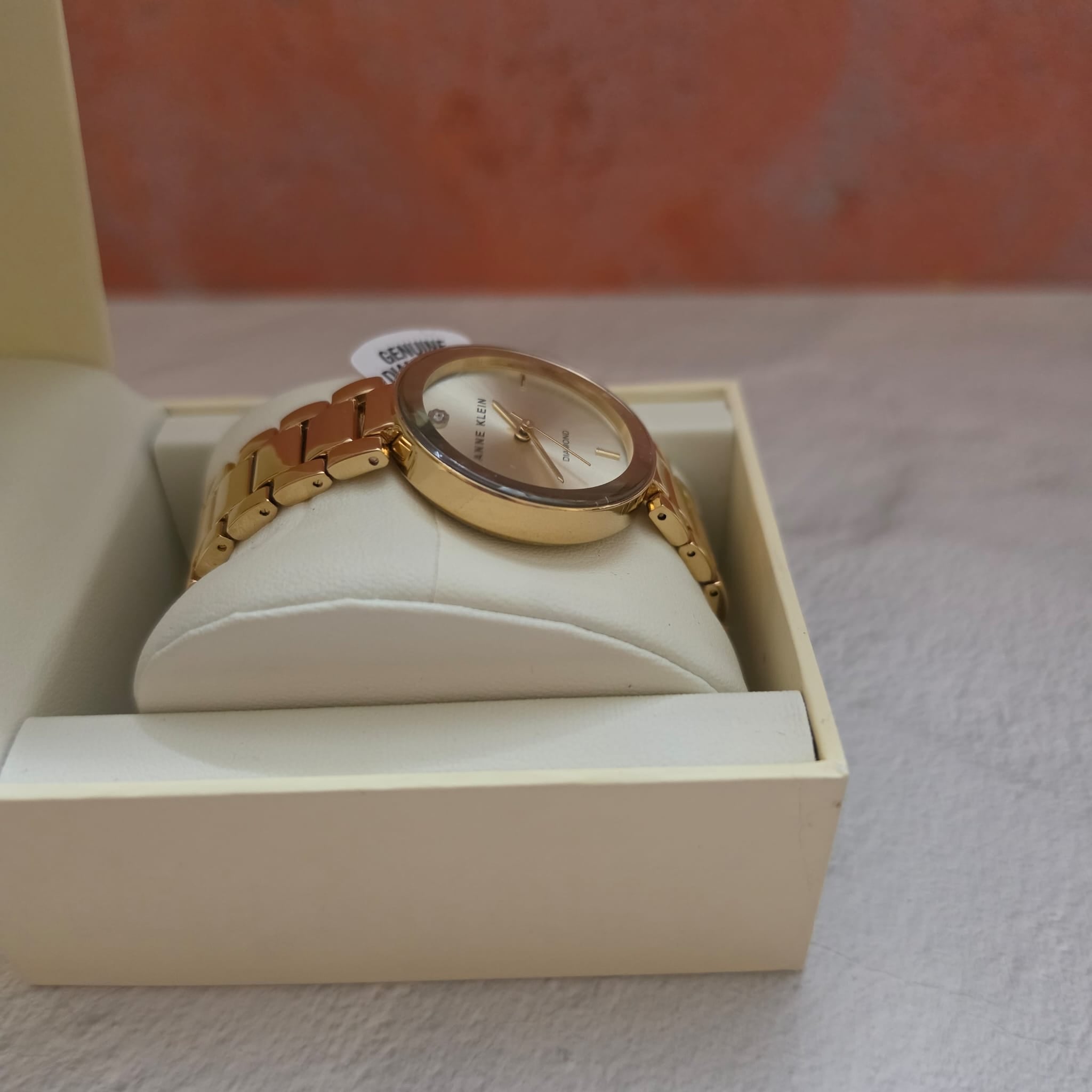 Anne Klein diamond watch gold tone bracelet women's timepiece